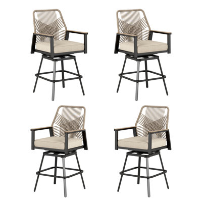 Patio Bar Stool With Swivel & Cushion