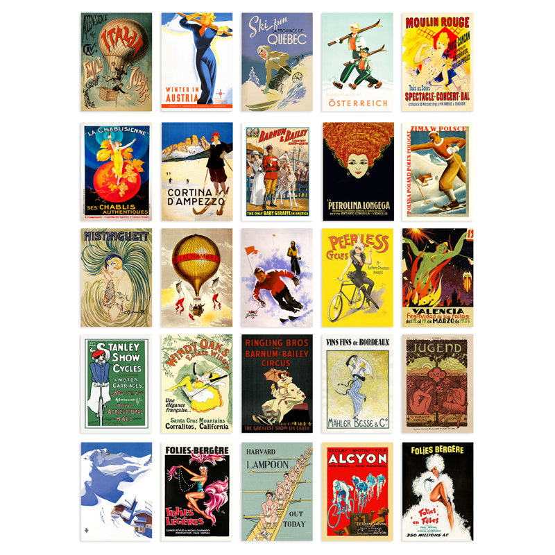 Art Deco Vintage Advert Posters Aesthetic - 50 Piece No Frame Print