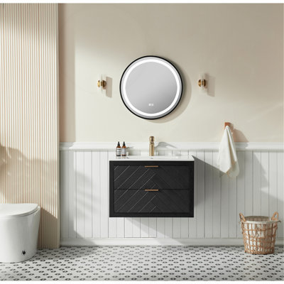 Meuble-lavabo mural simple 30 po avec lavabo en céramique