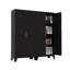Armoire de rangement en métal de 155 cm (61 po) avec 2 portes élégantes, étagères réglables, noire, pour chambre, cuisine, bureau - Polyvalente, portes en acier noir faciles à nettoyer et idéale pour le salon, le corridor, grand espace de rangement.