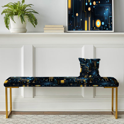 Banc rayé bleu à motif géométrique futuriste