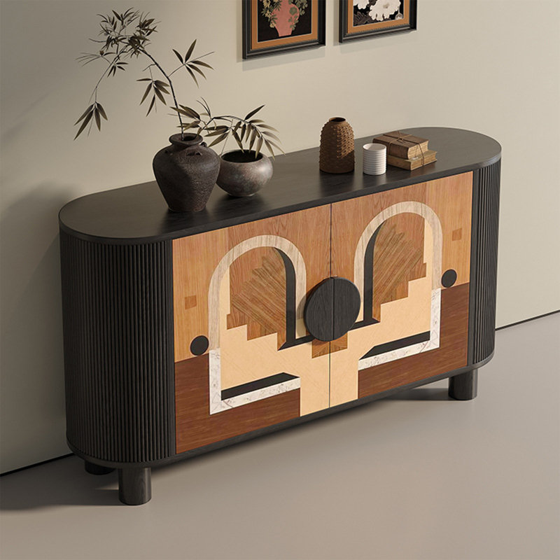 Pinhua Wood Veneer Rounded Buffet Table