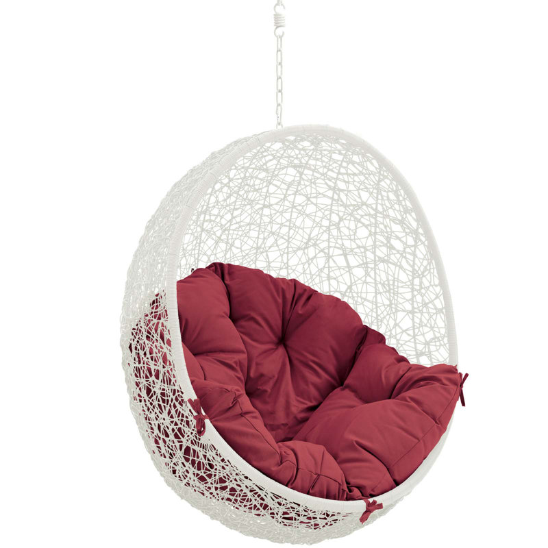 Chaise suspendue d'extérieur sans support Hide de Modway, Structure blanche / coussin rouge