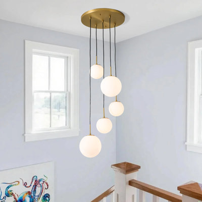 5-Light Frosted Glass Multi-Light Cluster Cascade Chandelier