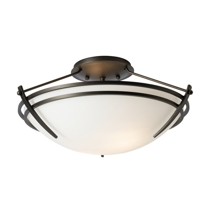 Plafonnier semi-encastré 16,4 po Tryne, Opale, Bronze huilé