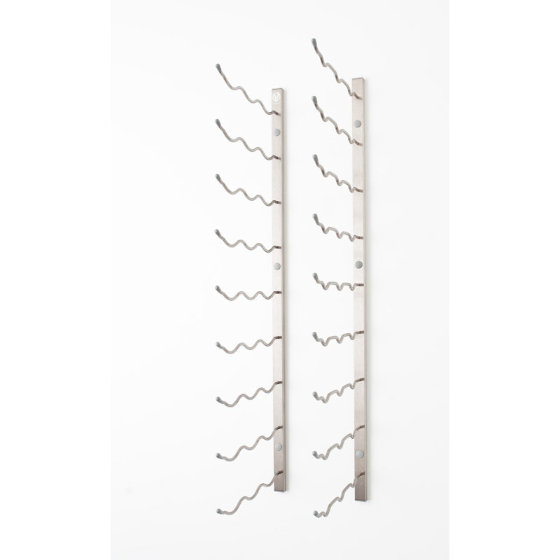18 Bottle Wall Mounted Wine Bottle Rack, 91.5cm H x 31cm W x 30.5cm D, Brushed Nickel