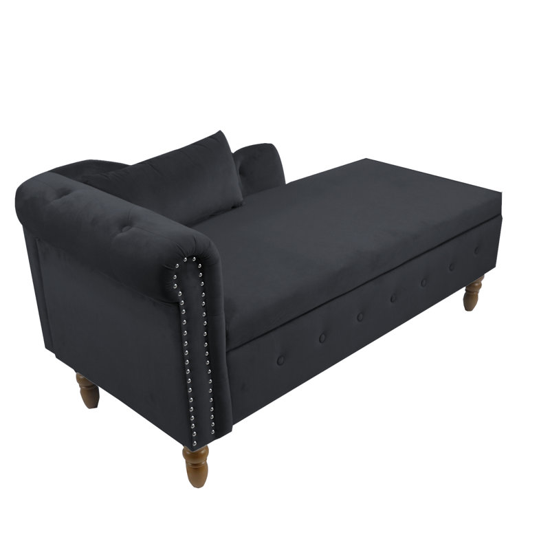 Chaise contemporaine contemporaine en velours noir avec rangement et rembourrage confortable, Noir