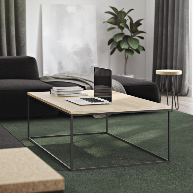 Table basse Gargiulo, Chêne sauvage, Acier laqué noir