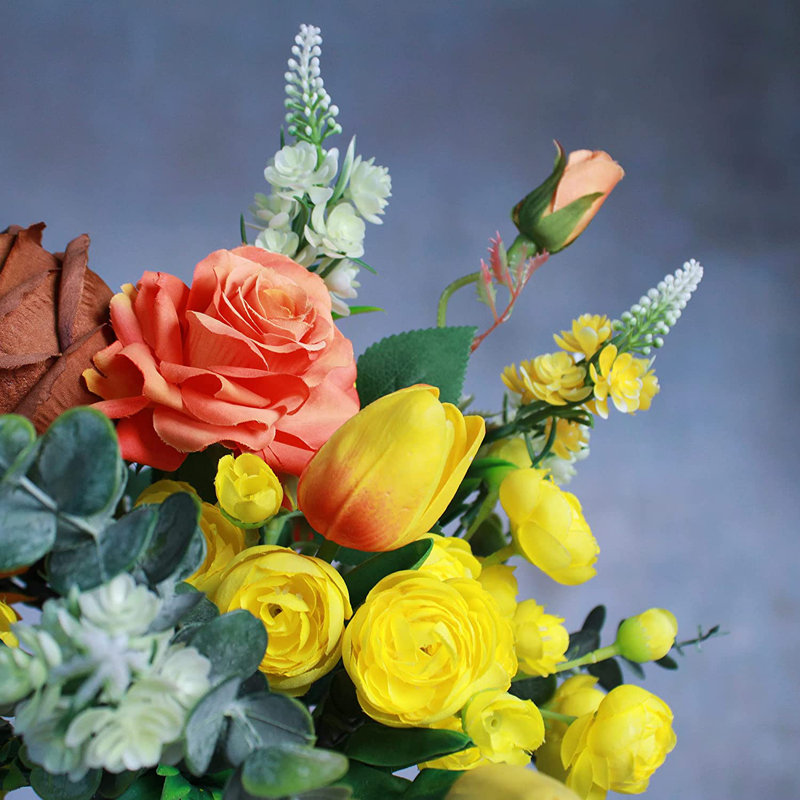Centres de table mixtes dans un vase, Bleu
