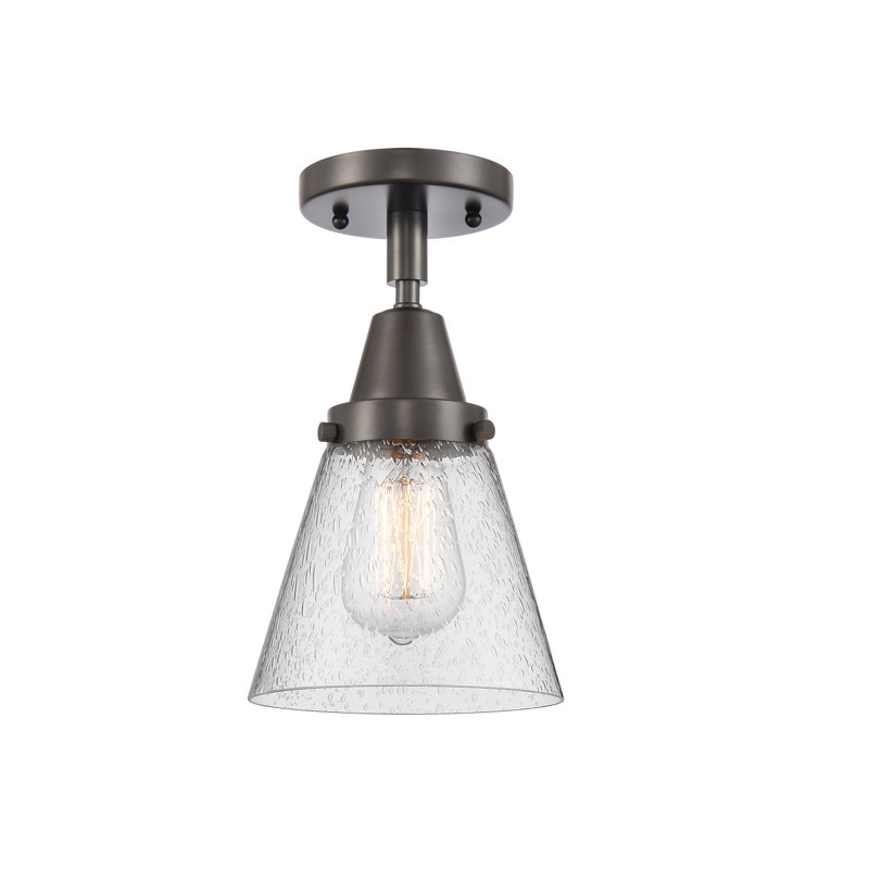 Plafonnier encastré en verre Amede, H 10 po x l 6,25 po x P 6,25 po, Grainé, Bronze frotté à l'huile