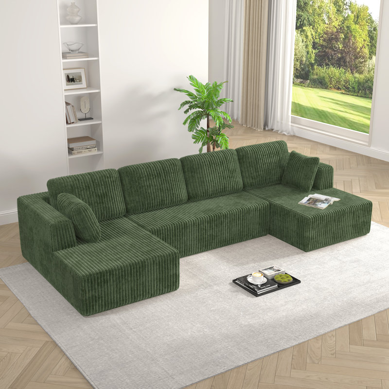 Canapé modulaire en U modulaire Boneless Brekka, Mousse verte