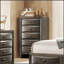 Commode 5 tiroirs de style transitionnel avec poignées ovales, finition grise pour un rangement élégant et durable dans la chambre à coucher-1044263002
