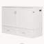 Lit escamotable Queen avec tiroir, prises et ports USB, système de poulies, blanc