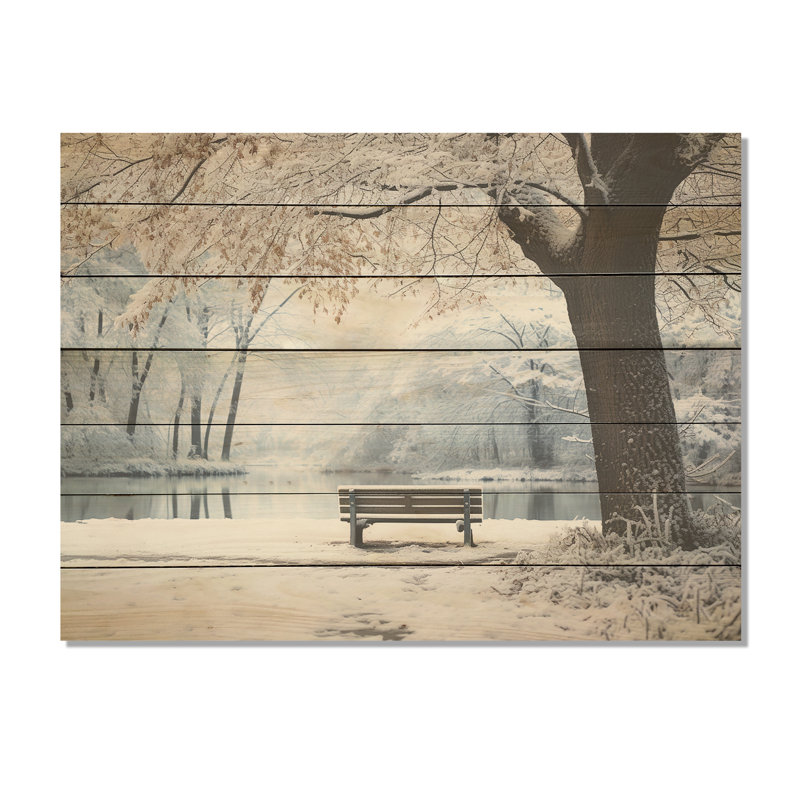 Snowy Park Floral Canopy II - Forest On Wood Print, 30" H x 40" W x 0.78" D