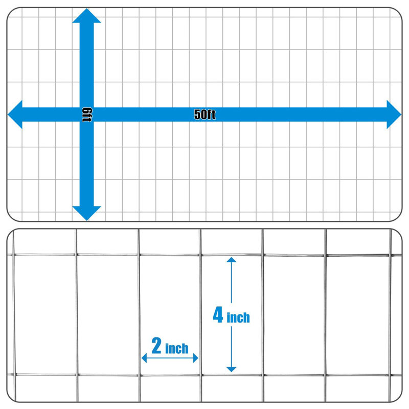 Fencer Wire 12.5 Gauge Galvanized Welded Fence Wire Roll with Mesh , Multiple Options, 6 ft x 50 ft