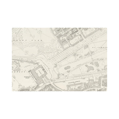 Buckingham Palace London Map by Bibliotography - Wrapped Canvas Painting
