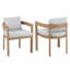 Chaise de salle à manger Outddor et aluminium d'intérieur, structure en teck avec coussin gris clair, ensemble de 2-1040542574-1040542575