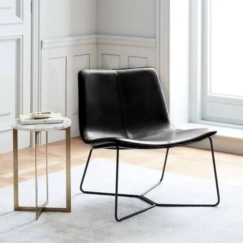 Pilning 26.25" Wide Lounge Chair, Black Faux Leather
