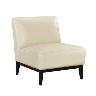 Fauteuil de chambre moderne en cuir beige avec structure en contreplaqué et en bois massif, coussins de dossier attachés pour la conception du salon, support luxueux de 300 lb, fabrication principale