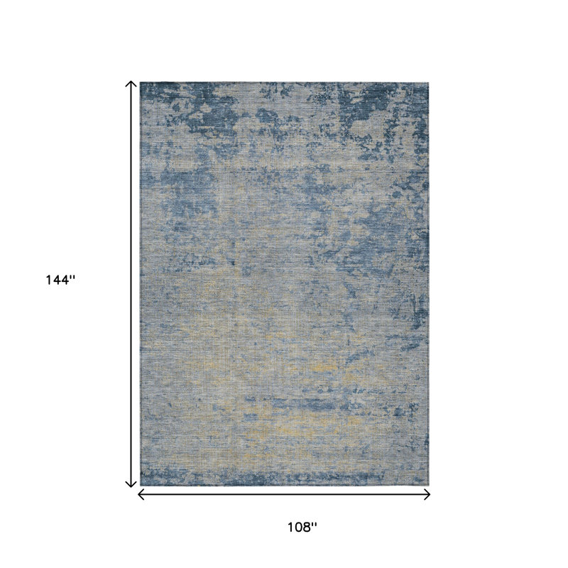 Tapis extérieur lavable abstrait bleu marine et beige 9 pi x 12 pi