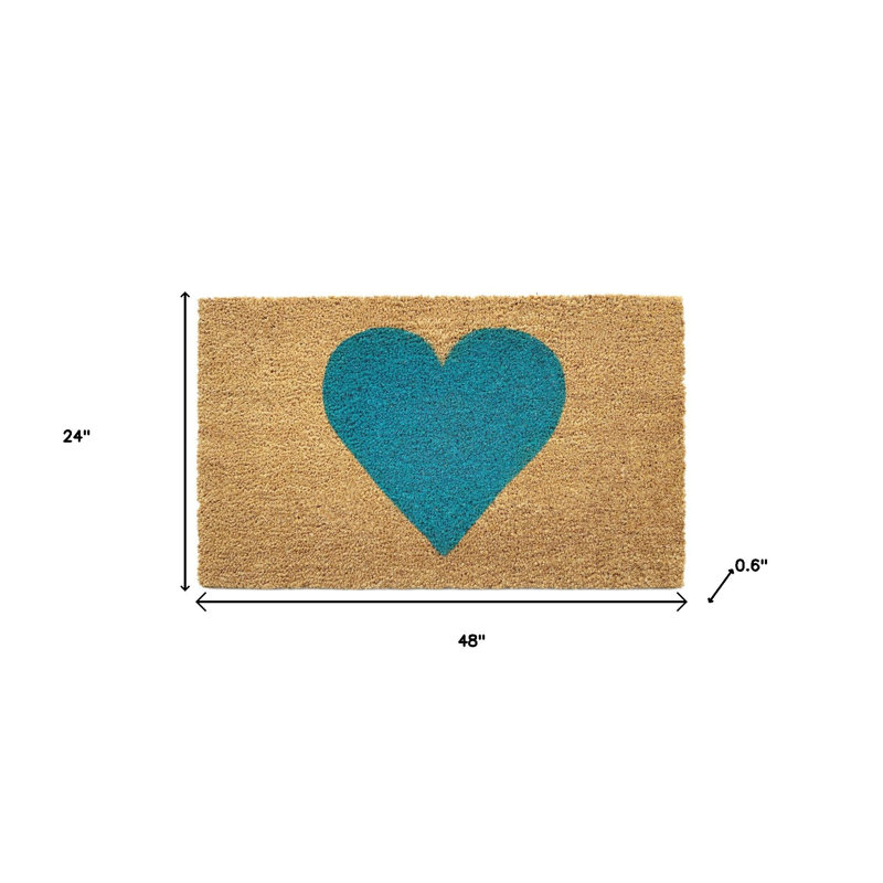 Paillasson 24 po x 48 po brun et turquoise, 24" W X 48" L