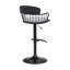 Tabouret de bar réglable en bois noir en tissu gris clair avec métal noir-197276941