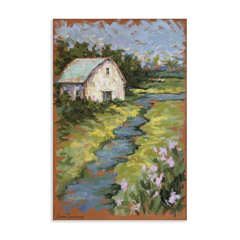 Art mural sur toile Psalm 23 Barn Scene, design par Linda Sperroussi, H 16 po x l 24 po