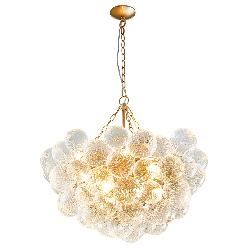 9-Light Modern Artistic Glass Bubble Chandelier, 50" H x 32" W x 32" D