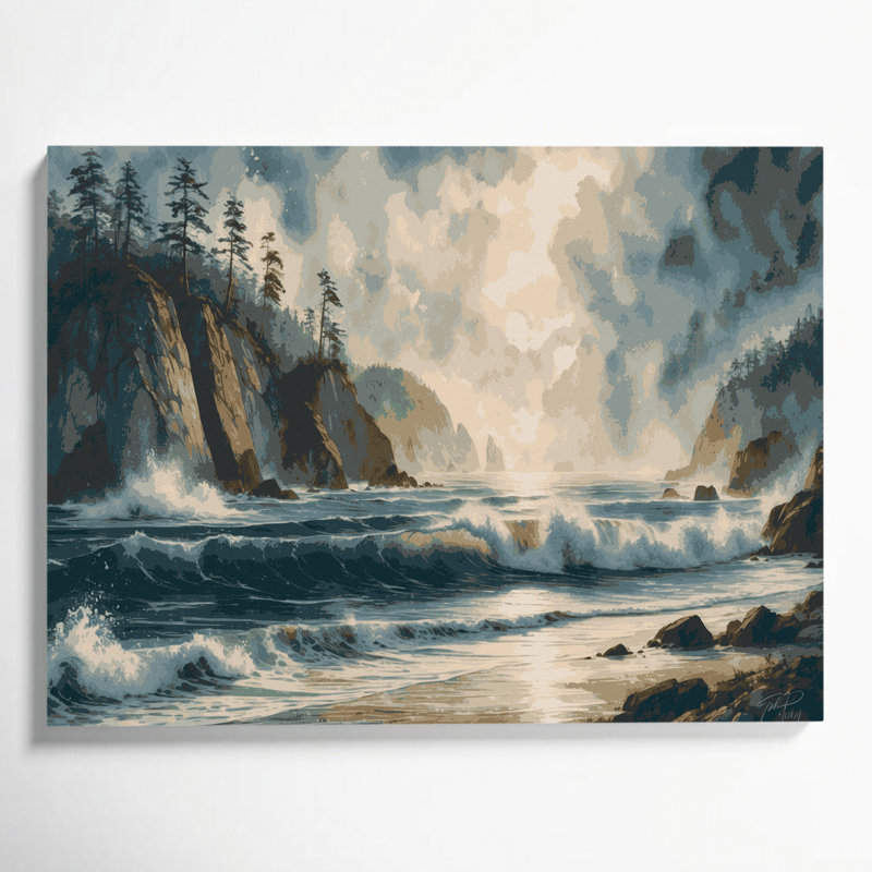 Coastal Pacific Coast, art mural sur toile noire, H 20 po x l 24 po