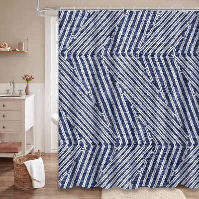 Rideau de douche abstrait à rayures avec motifs abstraits et rayures