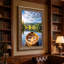 Toile en bois sur le lac avec montagnes et cabanes, art mural-1600510423