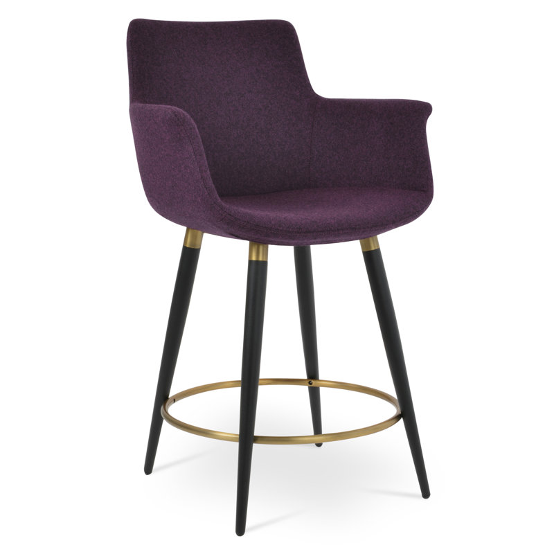 Tabouret de bar et de comptoir Bottega Ana, Noir, Marron foncé, Tabouret de bar (siège d'une hauteur de 29 po)