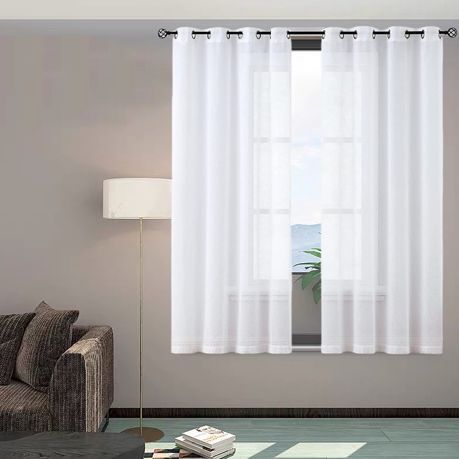 Gracie Oaks Linen Semi-Sheer Curtain Pair | Wayfair