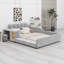 Lit tapissier double Ilyne, lit pour mère et enfant avec bureau de chevet et petit tabouret rond-131025354-168072809