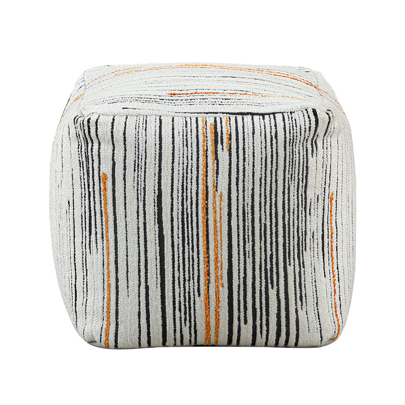 Modern Square Pouf With Cloth Upholstery, Non-Slip Bottom, 300Lbs Capacity, Multi, 16"X16"X16 Fabric , Surface, Weight Bearing Multi-Colour, 16X16x16