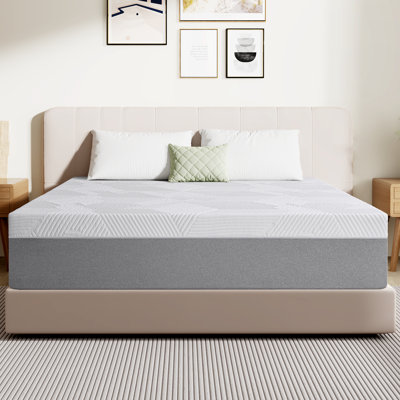 Matelas en mousse viscoélastique gélifiée 10 po (structure actualisée), sans fibre de verre, mousse de qualité supérieure, tissu respirant, matelas dans une boîte, transfert de mouvement inférieur