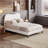 Full Bed Frame With Teddy Velvet Soft Curved Headboard, Platform Bed With Wooden Slat Support, Easy Assembly, Noise-Free, White-1470193651-1471686798