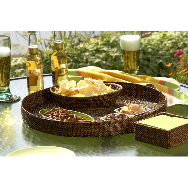 Rattan Decorative Tray, 1.75" H x 15" W x 15" D