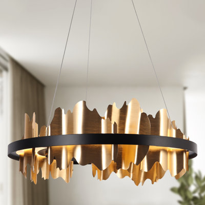Highclere 1- Light 23.5" LED Brass Cylinder Drum Dining Room Chandelier