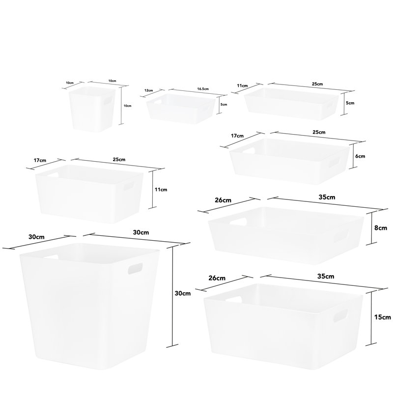 Wham Studio 13 Piece Plastic Basket Set, Ice White
