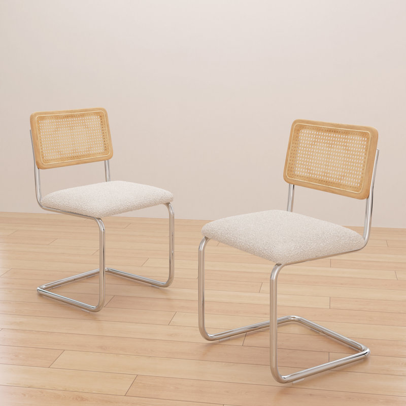 Chaise d'appoint Walsh Boucle, Boucle blanc, Chrome