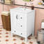Meuble-lavabo simple contemporain en bois avec lavabo en céramique, porte à fermeture en douceur et tiroirs de rangement-1158229891