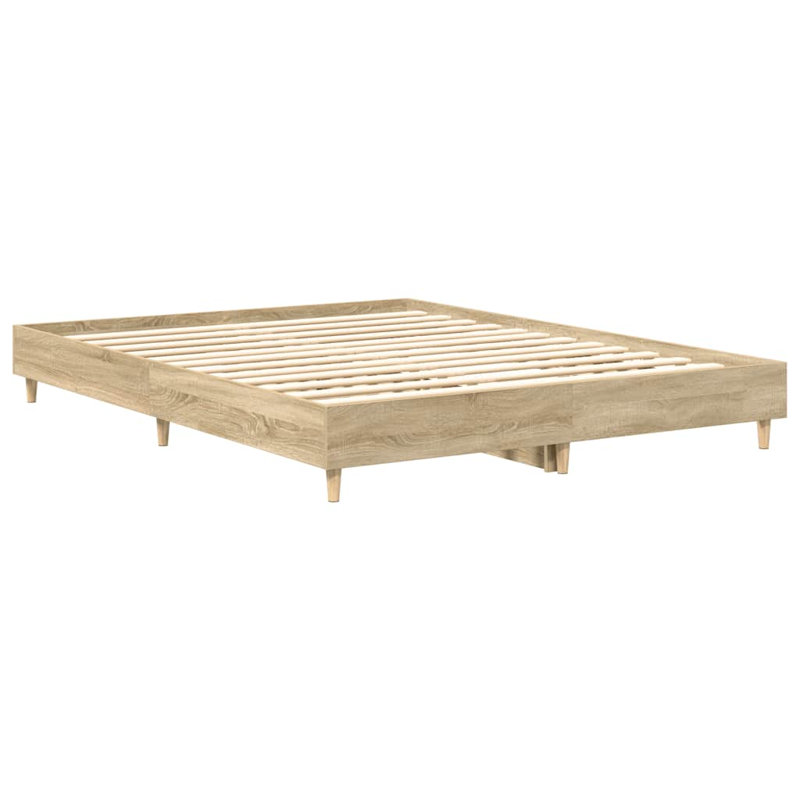 Bed Frame No Mattress Engineered Wood, Sonoma Oak, 153 x 203cm