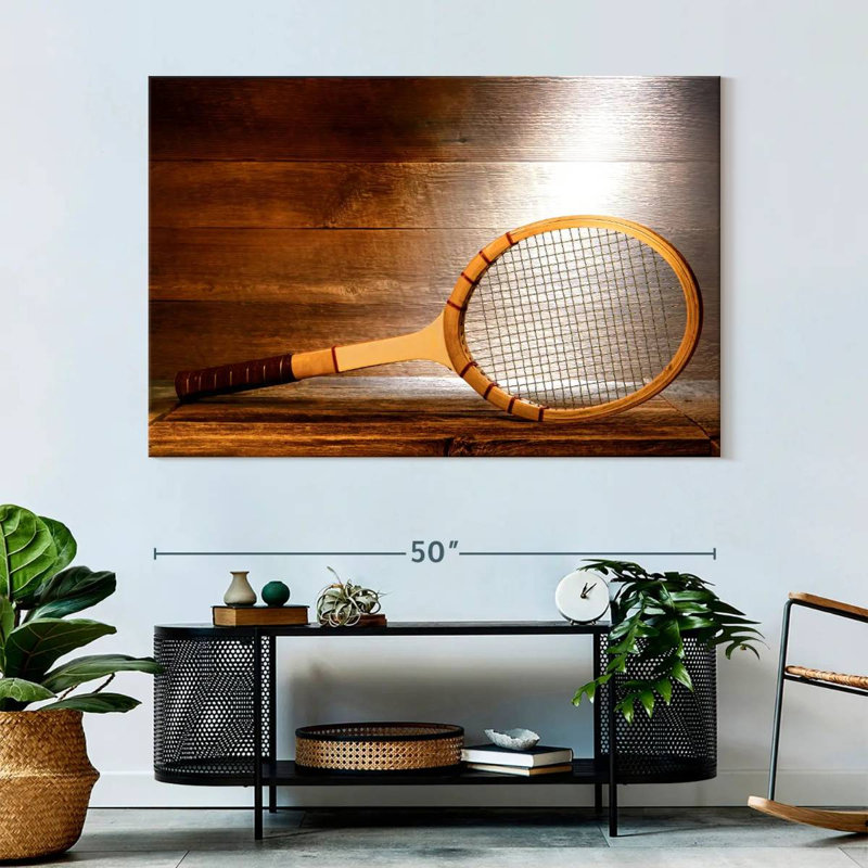 Raquette de tennis rétro Sireci, H 34 po x l 51 po