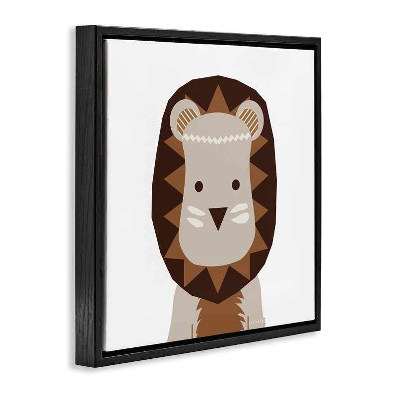  «Neutral Tone Lion» par Daniela Santiago, H 25 po x l 25 po, Cadre flottant noir de jais