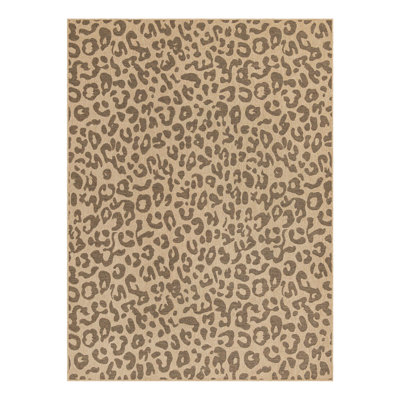 Lemuel Animal Print Machine Woven Polypropylene Area Rug in Natural