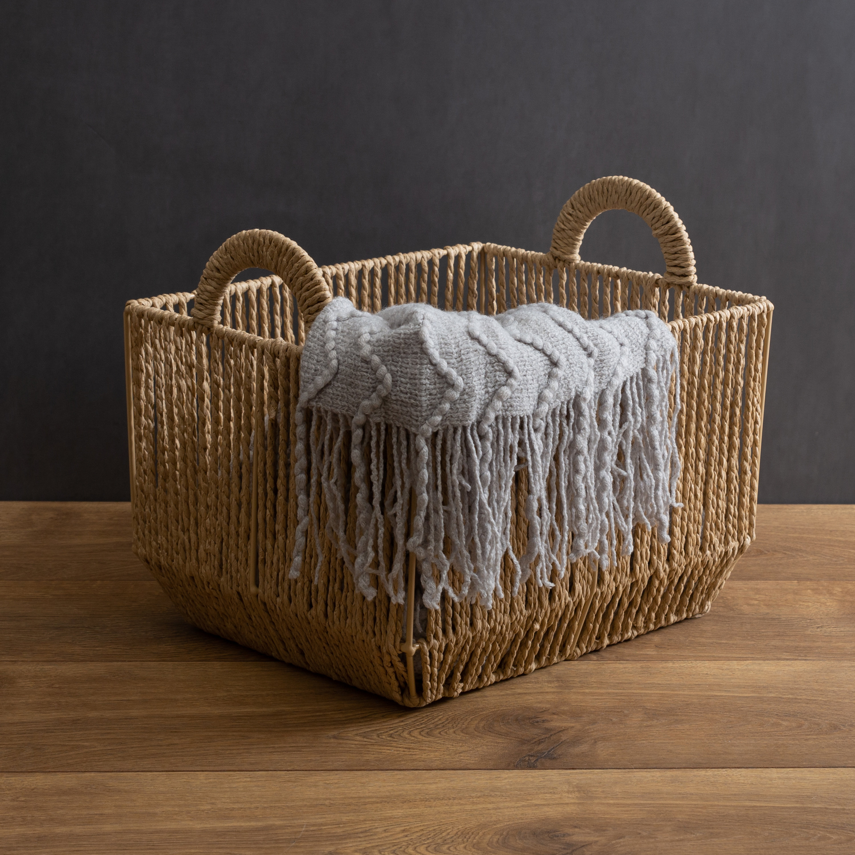Bay Isle Home™ Vertical Weave Storage Basket with Round Handles | Wayfair
