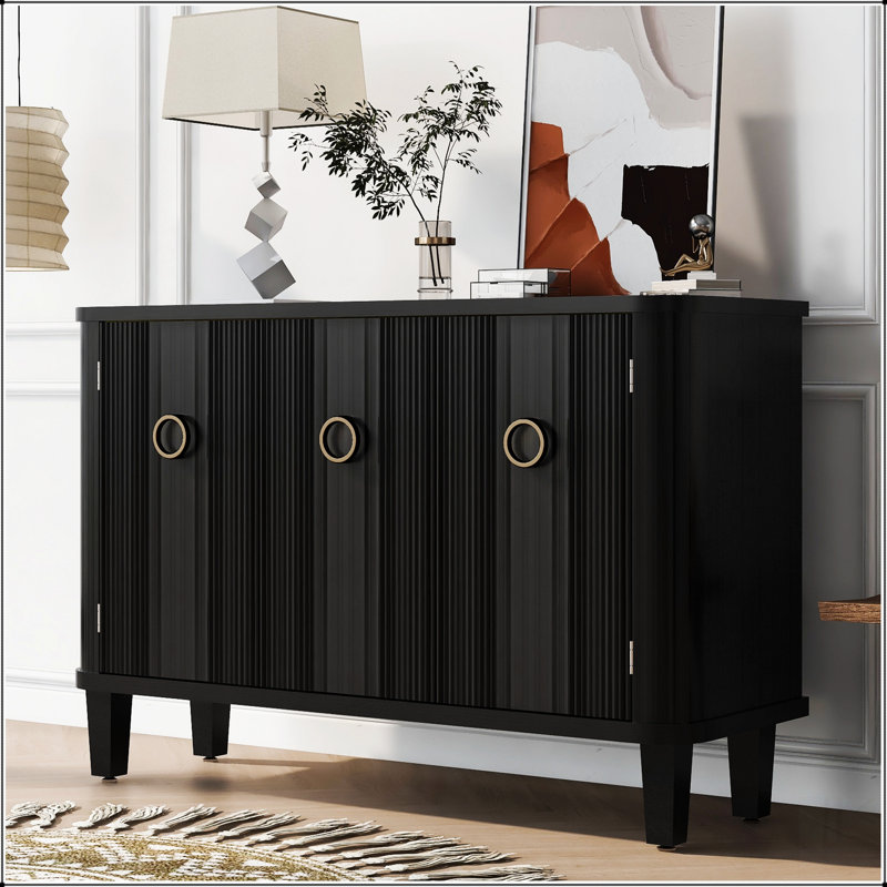 Armoire Fraxinus Mandschuric en placage de bois massif avec trois portes en sapin, réglable, Noir, noir, noir, noir