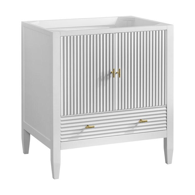 Myrrin 30" W Single Vanity, Bright White, Eternal Jasmine Pearl, 8" Widespread