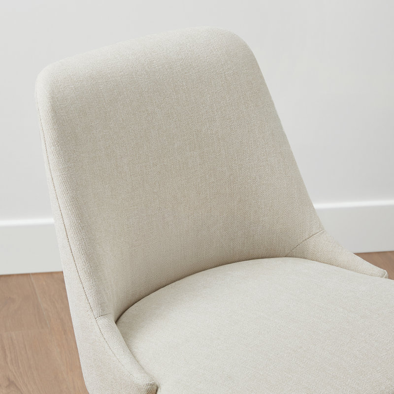 Chaise d'appoint rembourrée en bois massif Bremment, Crème, crème